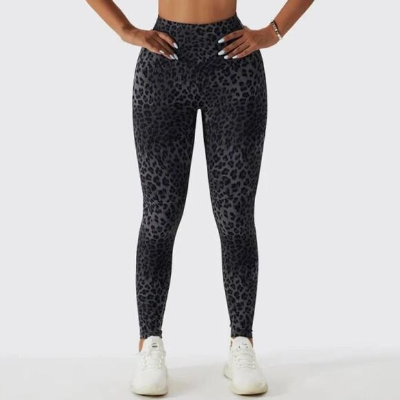 da-sh Pants - da-sh Heather Grey/Black Leopard pants, Piping down front, 2 back pocket Sz XL